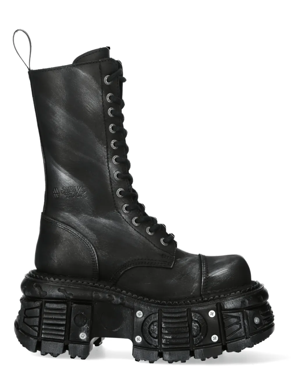 NEW ROCK Rugged Leather Biker Combat Boots with Zipper
