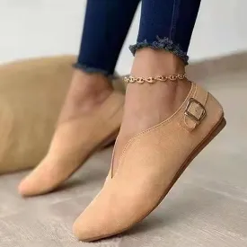 Purpdrank - Women's Flats Comfort Shoes Plus Size Outdoor Office Daily Summer Buckle Flat Heel Pointed Toe Casual Minimalism Suede Faux Leather Loafer Solid Color Black Pink Brown
