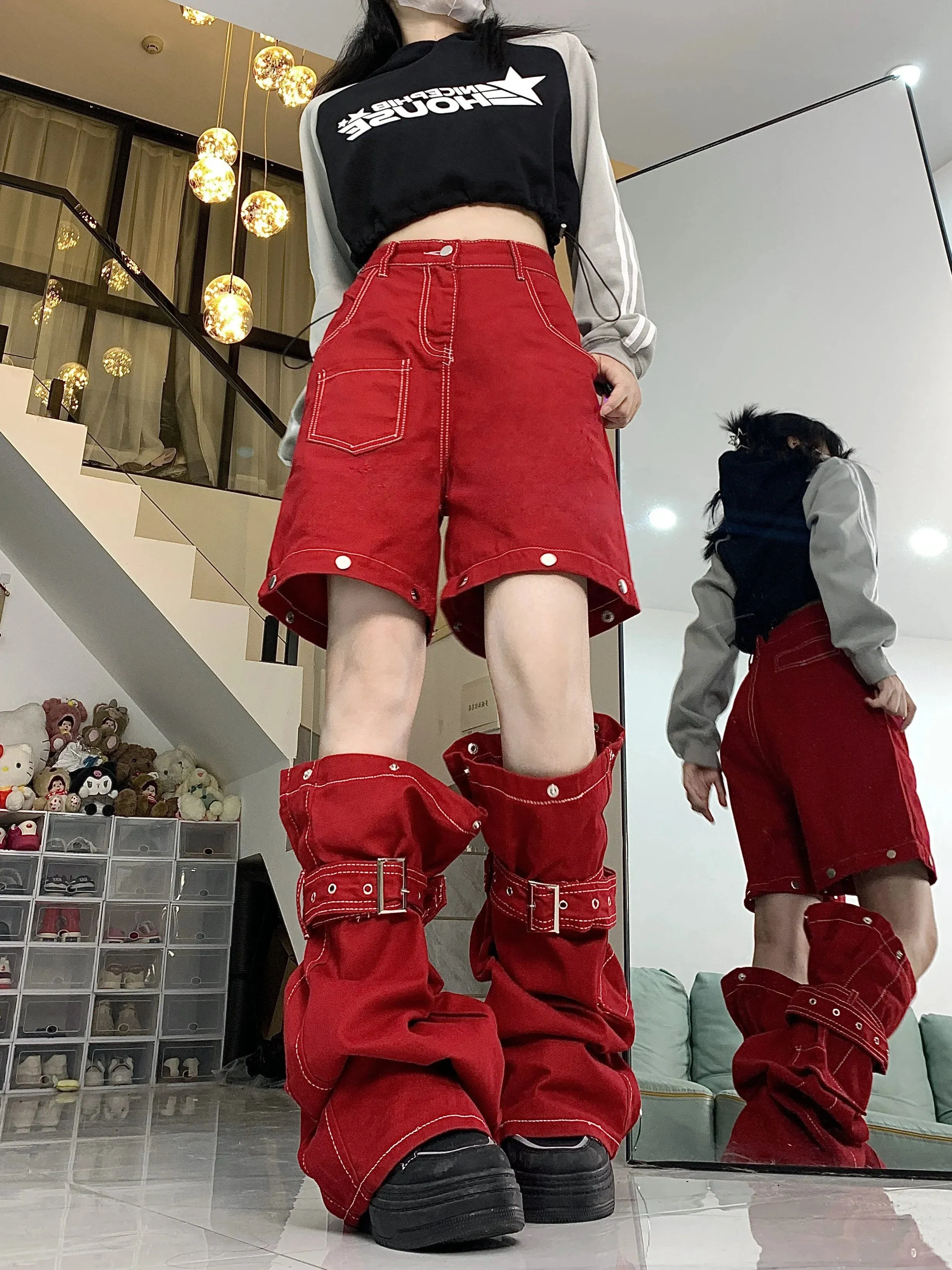 'Rock Out' Rede Grunge Goth Y2k Pants