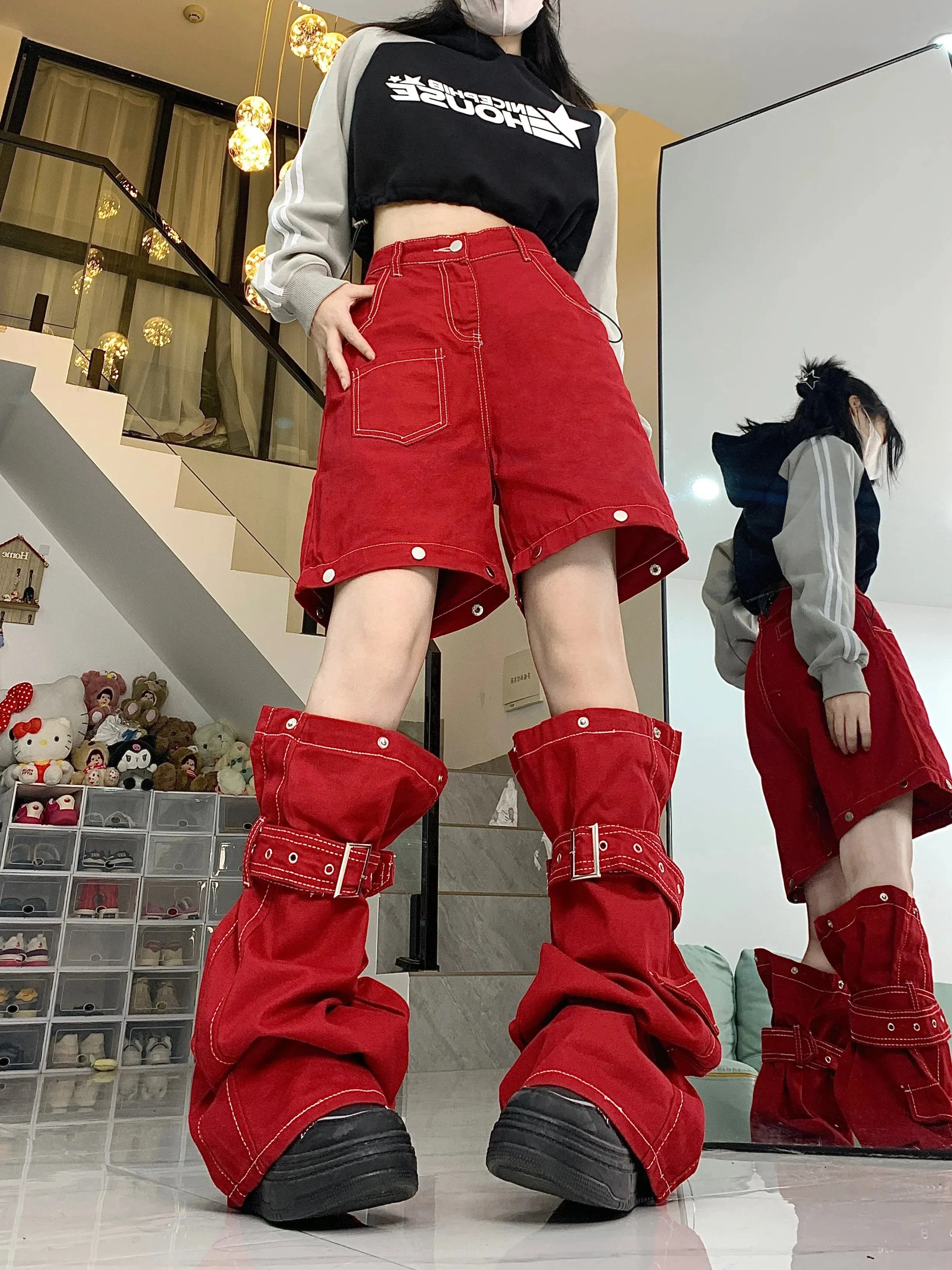 'Rock Out' Rede Grunge Goth Y2k Pants
