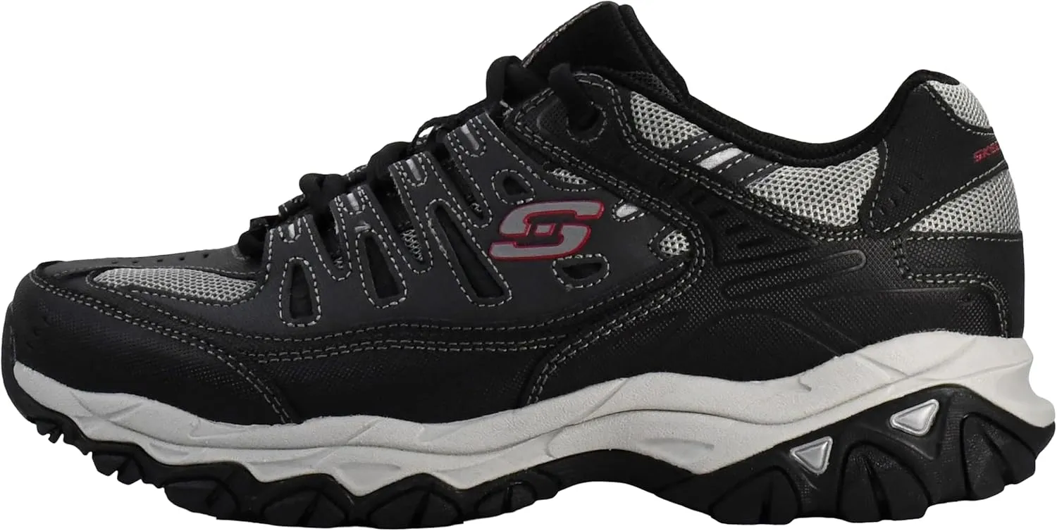 Skechers Men's Afterburn M. Fit Fashion Sneakers  Leather Upper, Memory Foam Insole, Rubber Outsole
