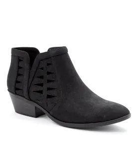 Soda Chance Black Cut Out Open Side Fashion Western Stacked Heel Ankle Bootie (9, Black)