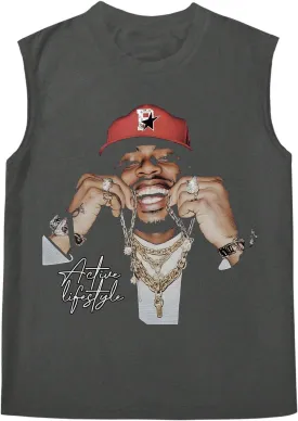 SOLY HUX Men's Vintage Graphic Tank Tops Crew Neck Sleeveless Cut Off Shirts Streetwear