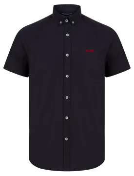 Tiberius Short Sleeve Oxford Cotton Shirt in Navy  - Tokyo Laundry